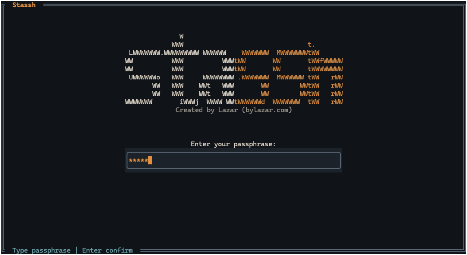 Stassh password prompt screen with logo