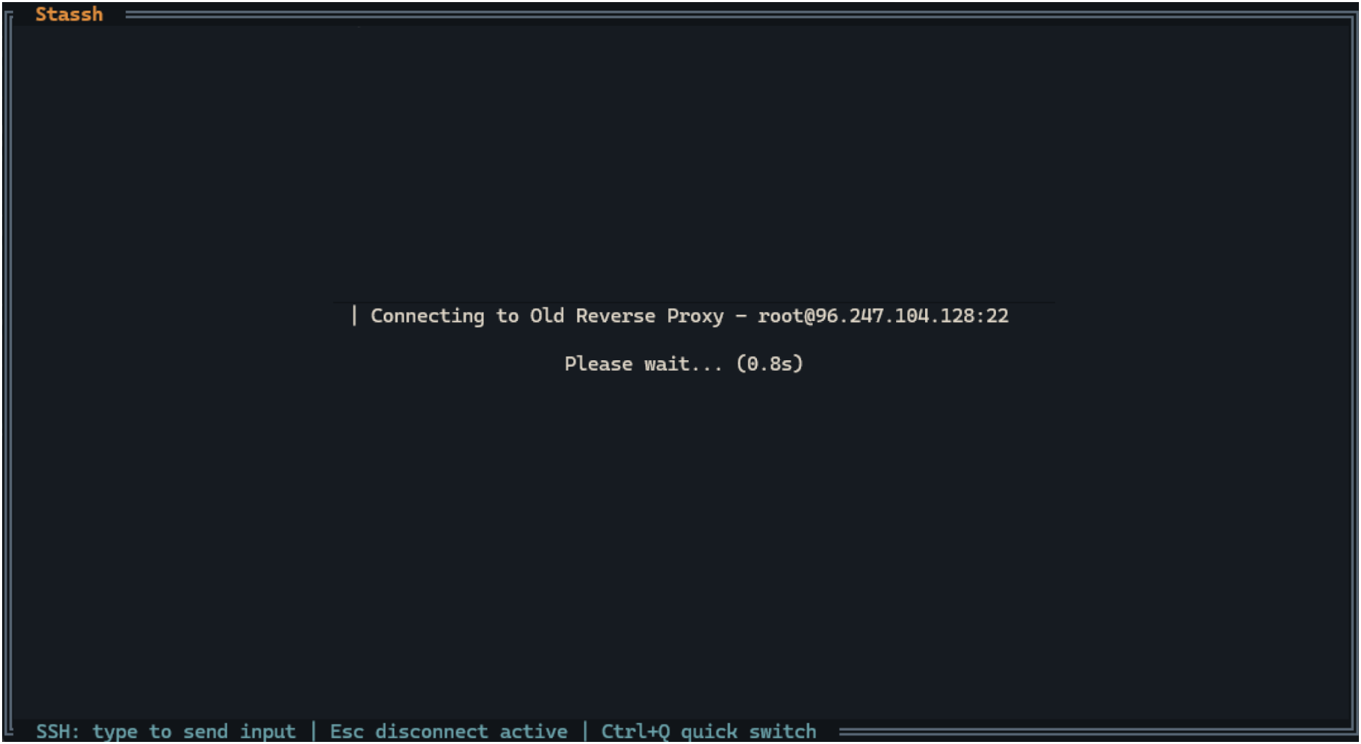 Stassh waiting for connection screen